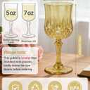 Plastic Wine Glasses Set, 7oz Vintage Goblets Shatterproof Unbreakable Reusable & Disposable, Drinking Glasses with Stem, for Wedding Outdoor Dinner Mother's Day Party (48pcs, Gold)