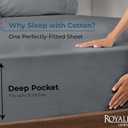 Royale Linens 100% Organic Cotton Fitted Sheet - Percale Weave - Super Soft Deep Pocket Bottom Sheets - Grey Elastic Sheet Twin XL Size - Twin XL Fitted Sheets Only - (39"x80"+15", Grey)