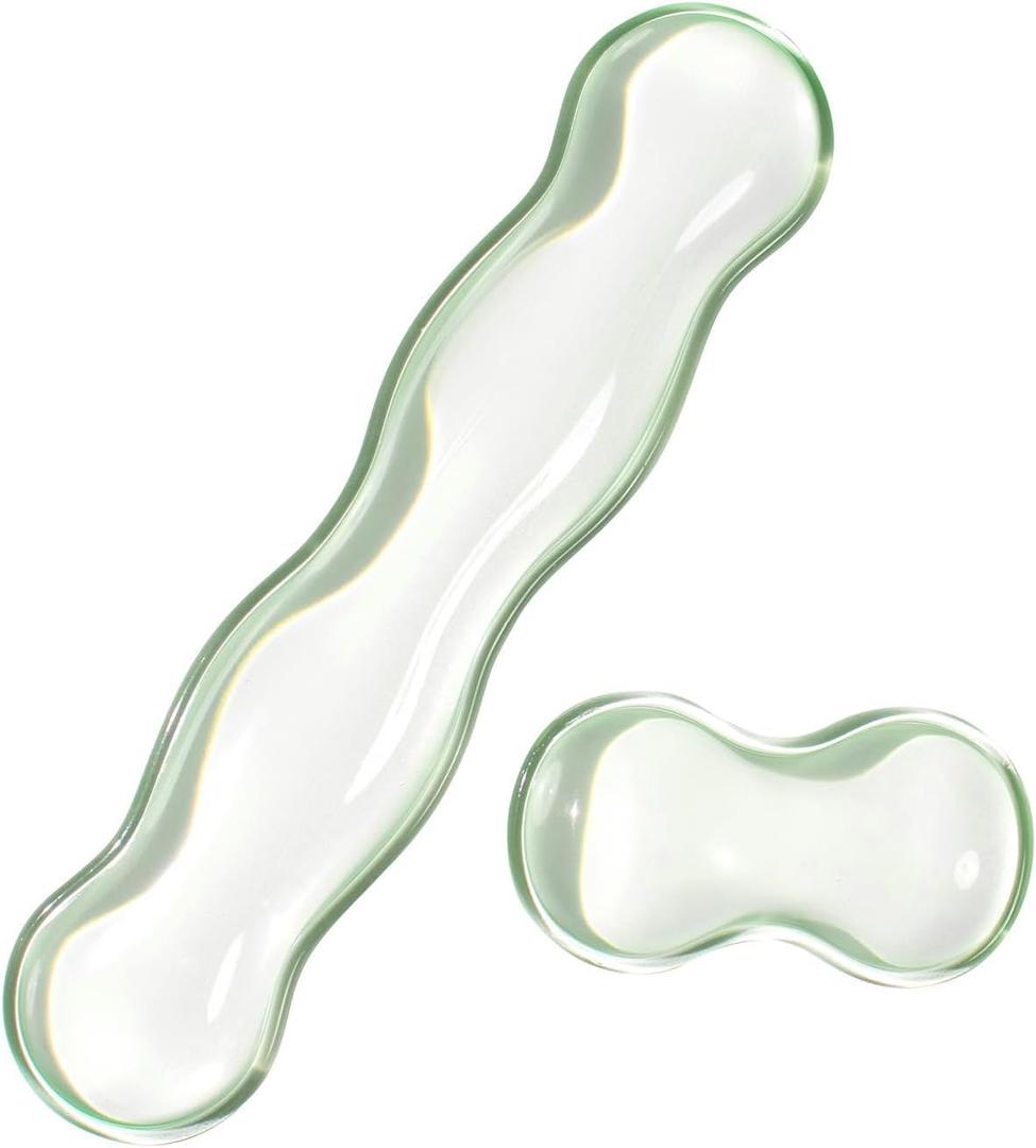 Clear Gel Wrist Rest for Keyboard and Mouse, Green Silicone Mouse Wrist Rest Set, Cute Ergonomic Wrist Rest for Keyboard 60%/75%(Green)
