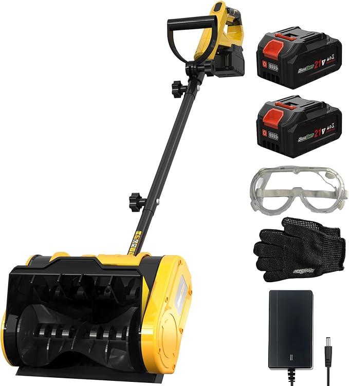 20V 12-Inch 4Ah Cordless Snow Shovel, Electric Snow Blower, Battery Snow Blower with Directional Plate & Adjustable Front Handle (2 * 4Ah Battery & Quick Charger Included)