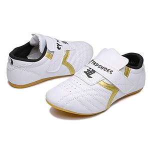 Art Taekwondo Shoes Light Weight Boxing Karate Kung Fu Tai Chi Sneakers,2 M US Little Kid White