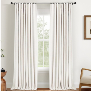 INOVADAY 100% Blackout Curtains for Bedroom, Black Out Curtains 84 Inch Long, Clip Rings Linen Blackout Drapes, Thermal Insulated Room Darkening for Living Room, 2 Panels  Beige,W50xL84