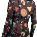 80s 90s Mesh Long Sleeve Shirt Women 90s 80s Themed Party Outfits Retro Sexy Neon Disco See Through Mock Neck Tops (Black, XXL)