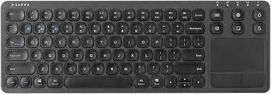 SANWA Multi Device Bluetooth Keyboard with Touchpad, Rechargeable Keypad with Trackpad for Laptop Desktop Computer PC iPad/iPhone Tablet, Compatible with MacBook, Windows, Android, iOS, Black