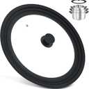 Extra Large Universal Lid Fits 13", 14", 15" Cookware - Silicone Replacement Pan Lid for Pots, Pans, and Skillets - Tempered Glass Pot Lid Cover for Frying Pans, Cast Iron, CrockPot