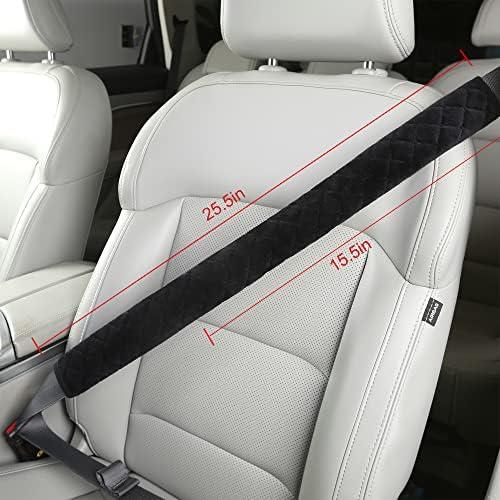 HighnessHwoo Extra Long Seatbelt Covers for Adults Kids Women & Men, Soft Car Seat Belt Strap Cushion for Sedan, SUV, Trucks, Shoulder Neck Chest Protector Pads, Auto Accessories, 1pc, Black, 15.5in