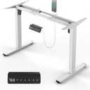 Standing Desk Frame, Electric Stand up Desk Frame Height Adjustable Table Legs Sit Stand Desk Frame, Dual Motor Ergonomic Standing Desk Base Workstation, Frame Only, White