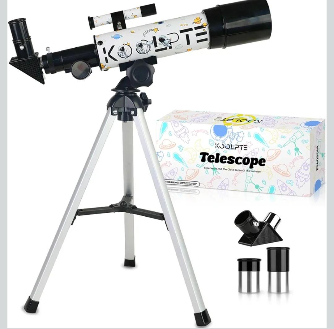 Telescope for Astronomy Beginners – 50mm Aperture Portable Refractor Telescope with Adjustable Tripod, 2 Interchangeable Eyepieces,Easy Set Up & Lightweight for Travel