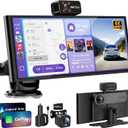 CarPlay Screen for Car Tablet Android Auto Smart Screen for Car, 4K Dash Cam Portable Car Play with 3 Channel Camera,10.26 Wireless Display with FM Radio Stereo Bluetooth 5.2, 128GB TF Card Black