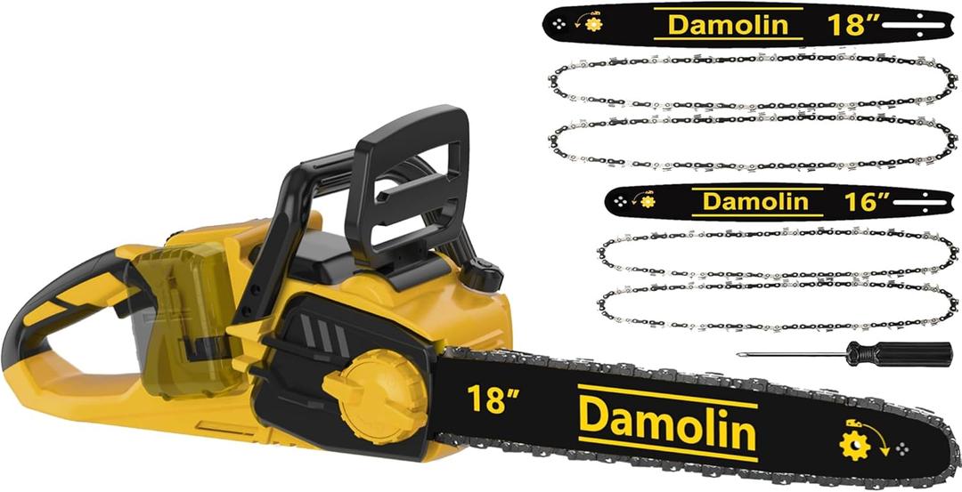 40V(20V*2) 16"+18" 2-IN-1 Brushless Chainsaw Cordless, Electric Powered Chainsaw Compatible with Dewalt Battery with Auto Oiler & Safety Lock Brake, for Tree Trimming Branch Wood Cutting(ONLY TOOL) (Yellow)