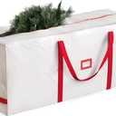 Zober Christmas Tree Storage Bag - Fits 7.5 Ft Artificial Trees - Plastic, Waterproof Christmas Tree Bag For Storage Box For Xmas - Strong, Durable Handles - Label Card Slot - White