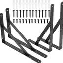 4 Pcs Heavy Duty Shelf Brackets for Wall, Black Metal Floating Shelf Support, Triangle Shelving Angle Brackets for Shelves (Black 12x7.87x0.98 Inch)