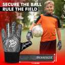 3 x BM Soccer Goalie Gloves for Kids Boys Children,Youth & Adult Football Goalkeeper Gloves with Double Wrist Protection and 4mm Latex Anti-Slip Strong Grips Palm (2, Black)