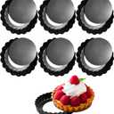 6 Pack Mini Tart Pans 4 Inch with Removable Bottom Round Non-stick Deep Quiche Pan, Heavy Duty Fluted Side for Pies, Egg Tart Molds for Baking, Mousse Cakes, Fruit and Desserts (4 Inch 6pcs)