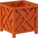 Lattice Design Planter Box - 14.75-Inch-Square Decorative Outdoor Flower or Plant Pot - Front Porch, Patio, and Garden Decor by Pure Garden (Terracotta)