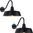 METOJIA Outdoor Gooseneck Barn Light - Exterior Fixture Sconce Wall Light for Farmhouse, Dusk to Dawn Sensor Front Door Porch Garage Patio Lighting (15 inch (2 PCS)