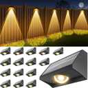 Solar Fence Lights Outdoor Waterproof High Brightness LED Spot Lens Deck Lights 7 Mode Warm & Cool White RGB Solar Powered Wall Lighting Decor for Outside Patio Step Backyard Railing Pool - 16 Pack (Black)