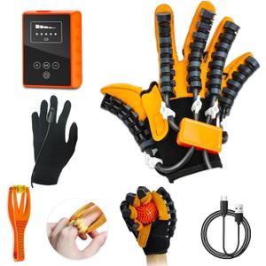 Rehabilitation Robot Gloves, Finger Exerciser for Stroke Recovery Hand Glove Equipment Hand Function Rehabilitation, Adjustable Strength and Supports USB Charging, Left Hand, M
