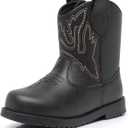 Blikcon Toddler Cowboy Boots for Boys Girls Baby Infant Cowgirl Boots Round Toe All Seasons, (Infant/Toddler) (Black), 6 Toddler
