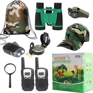 Nature Exploration Gear - Outdoor Adventure Kit with Walkie Talkies for Kids - Camping, Hiking, Backyard Toys - Creative Play Set for Boys and Girls