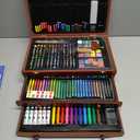 POPYOLA Art Supplies, 269 Piece Deluxe Art Set with 6 Drawing Pads, Watercolor Paints, Crayons, Colored Pencils Set in Wooden Case, Creative Gifts for Adults Artists Beginners (Brown)