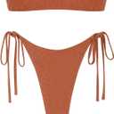 ZAFUL Metal Ring Bandeau Bikini Set Tie Side Bathing Suit High Cut 2 Piece Swimsuit Cutout Swimwear (S)