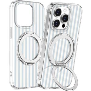 Loheckle for iPhone 13 Pro Max Case with Stand- Compatible with MagSafe Women Girls Cute Girly Aesthetic Unique Design Soft TPU Magnetic Ring Phone Cover for Apple 13 Promax, Stripes