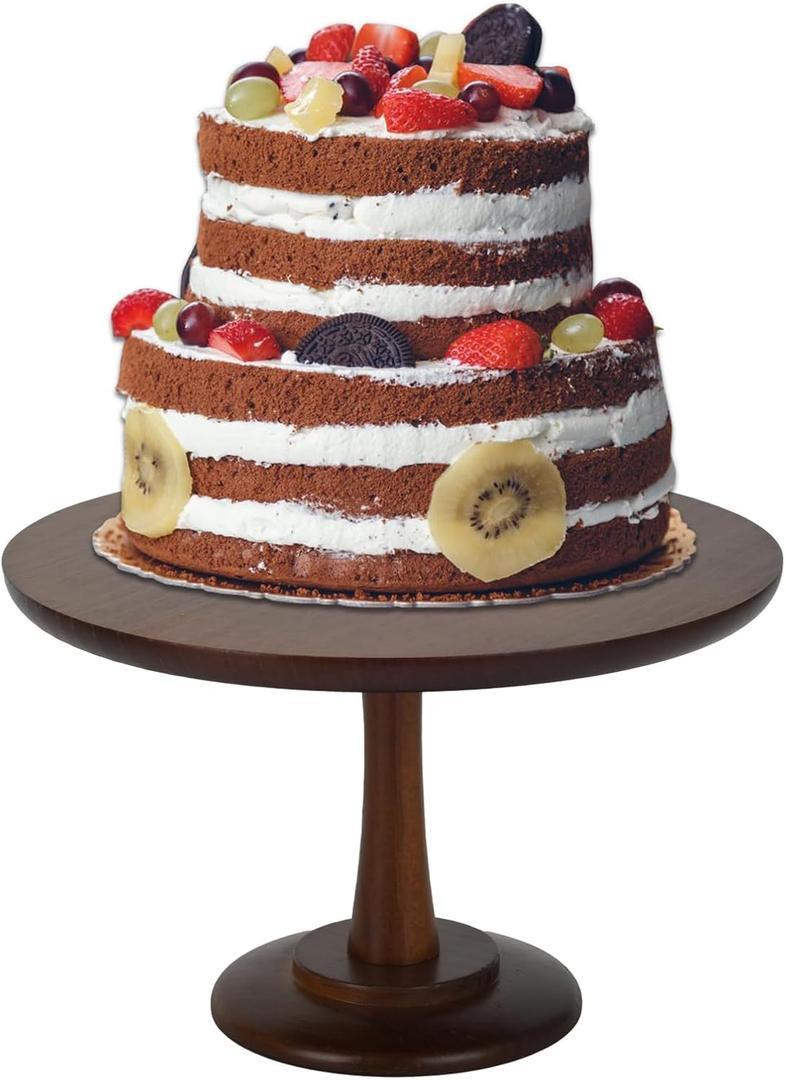 Rustic Cake Stand, 12 Inch Wood Cake Stand Set Wooden Round Cupcake Stand for Wedding Birthday Party Decor Dessert Cookie Serving Tray Pie Plate Holder Farmhouse Style