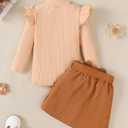 Baby Girl Clothes Sets: 2 Piece Ruffle Sleeve Tops Mini Skirts Sets Fall Winter Outfits for Toddler 9 Months-5 Years