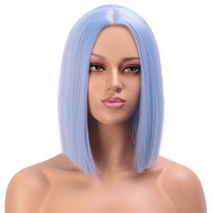 ENTRANCED STYLES Light Blue Wig Synthetic Straight Hair Bob Cut Wig Middle Part Shoulder Length Fashion Bob Wigs for Women Cosplay Wig (12.5 Inch)