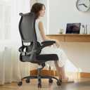 Office Chair Ergonomic Desk Chair - Comfy Mesh High Back Office Chair with Lumbar Support Wheel Home Desk Office Chairs Flip up Armrest Executive Rolling Swivel Task Computer Chair Black Silver