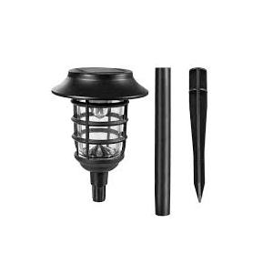 Festive Lights - 1 Pack  Realistic Flame Effect Black Solar Garden Stake Lights – Total of 48 Amber SMD LEDs, IP44 Rated, Rechargeable Battery – Outdoor Lawn Border Pathway Driveway Decoration 