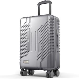 ALPHA CAMP Carry On Luggage 22x14x9 Airline Approved, Hardshell Durable PC+ABS Luggage with Spinner Wheels, Lightweight Travel Rolling Suitcase with Built-in TSA Lock,USB Port,Silver, 20 inch