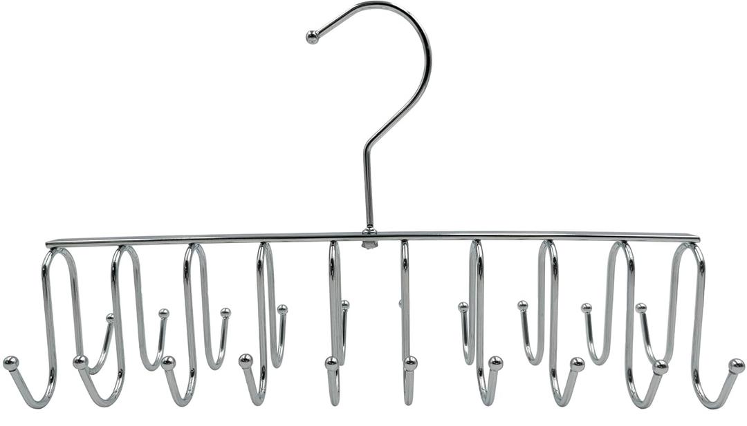 Whitmor 20 Hook Chrome Closet Hangers for Belts, Ties, Bras, Scarves