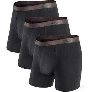Separatec Mens Underwear with Pouch Moisture Wicking Rayon Made From Bamboo Underwear Men Breathable Boxer Briefs 3 or 6 Pack (Medium)