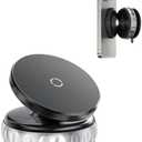 Vacuum Suction Magnetic Car Phone Holder, 360° Adjustable Car Phone Mount, Suction Cup Cell Phone Holders for Your Car Compatible with iPhone Android and All Smartphones (Black)