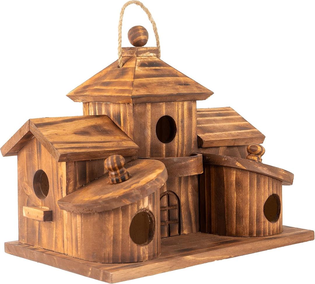 Bird Houses for Outside,Outdoor 5 Hole Bird House Room for 5 Bird Families Bluebird Finch Cardinals Hanging Birdhouse for Garden