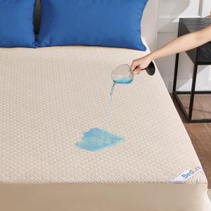 BEDLORE Twin XL Size Mattress Protector, Waterproof Noiseless Mattress Cover with Stretchable Pockets for 6-15 inches Mattress, Soft Breathable Mattress Pad for College Dorm (Beige)