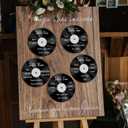 Novabright 20 Pcs Vinyl Record Wood Wedding Table Numbers with Easel Stand Retro Music Wedding Party Decorations for Reception DIY Doodle Fake Records Table Signs with 3 Markers for Souvenir Gifts