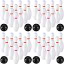RoundFunny 4 Pack 6.3 Inch Kids Bowling Set Indoor and Outdoor Games for Kid Includes 40 Pcs Plastic Bowling Pins and 8 Pcs Balls Lawn Games for Toddler Yard School Activities Party