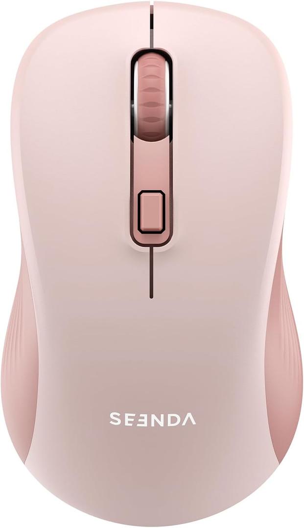 seenda Bluetooth Wireless Mouse, Bluetooth & 2.4G USB Dual Mode, Quiet Clicks, Smooth Tracking, 3-Level Adjustable 1600 DPI,Compact and Portable Mouse for Laptops, Tablets and More-Pink