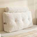 HIGOGOGO Triangular Headboard Wedge Pillow with a Cylindrical Pillow and Memory Foam Filling, Daybed Pillows for Sitting up, Reading or Working with Removable Cover,Twin 39.4"x19.7" (White)