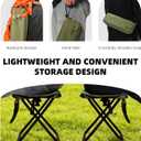 16" Extra Tall Portable Folding Stool for Adults, X-Large Collapsible Camping Chair with 3 Storage Pockets, Heavy Duty Travel Seat for Fishing, Hiking, Gardening