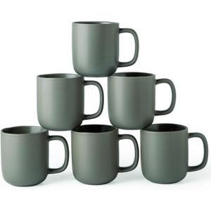 AmorArc 14oz Coffee Mugs Set of 6, Ceramic Coffee Mugs with Large Handle & Wavy Rim for Latte/Hot Cocoa/Tea, Stylish Coffee Mugs for Men Women. Oven,Dishwasher&Microwave Safe, Reactive Glaze