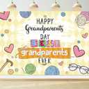 Happy Grandparents Day Backdrop 8x6FT Best Grandparents Ever Banner Decorations School Event Love Grandparents Photography Background Grandpa Grandma Holiday Retirement Party Supplies Photo Props