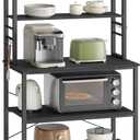VASAGLE Coffee Bar, 31.5 Inches Baker's Rack for Kitchen with Storage, 6-Tier Kitchen Shelves with 6 Hooks, Microwave Stand, Industrial, Charcoal Gray and Black UKKS019B22