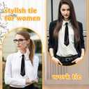 Ties for Women, Black Womens Tie Pre Tied Punk Skinny Tie for Shirts Uniform (Black)