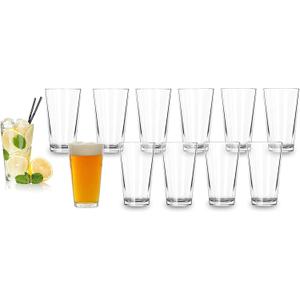 Bulk Classic Premium Beer Pint Glasses 16 Ounce Set Of 9 Highball Cocktail Mixing Glass Perfect for Cold Beverages, Soda, Water - Used in Bar, Restaurant