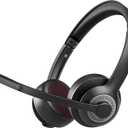 JIAMQISHI Wireless Headset with AI Noise Cancelling Microphone Bluetooth Headset - Bluetooth V5.2 Headphones with Mic Mute for Computer/Laptop/PC/iPhone/Android/Cell Phones (Without USB Dongle) (Dark)