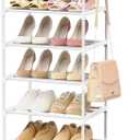 Metal Rack Organizer 10 Tiers Tall for 20-24 Pairs - Narrow Shoe Racks for Closets Entryway - Vertical Boots Organizer Storage - Sturdy White Shelf Cabinet